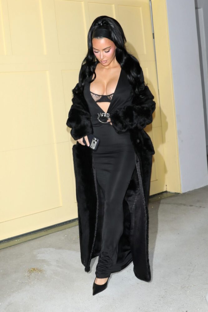 Kim Kardashian Cleavage Sheer Lingerie Look