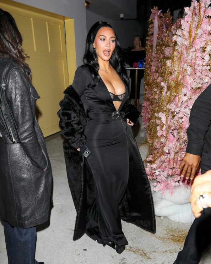 Kim Kardashian Cleavage Sheer Lingerie Look