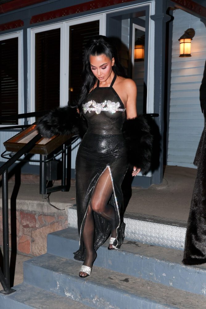 Kim Kardashian Sheer Mesh Dress Aspen Nye