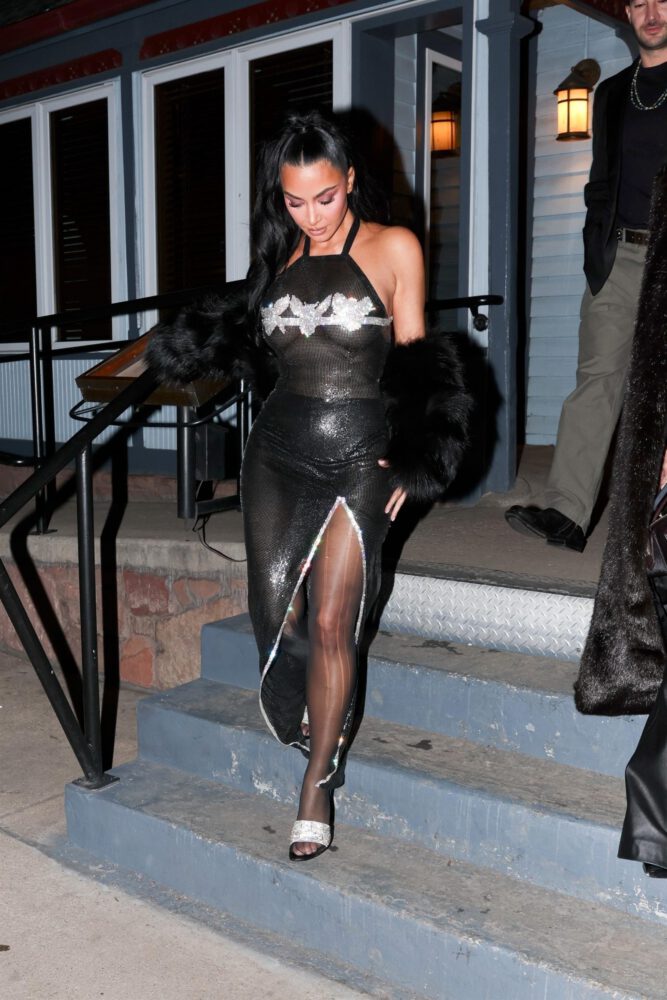 Kim Kardashian Sheer Mesh Dress Aspen Nye
