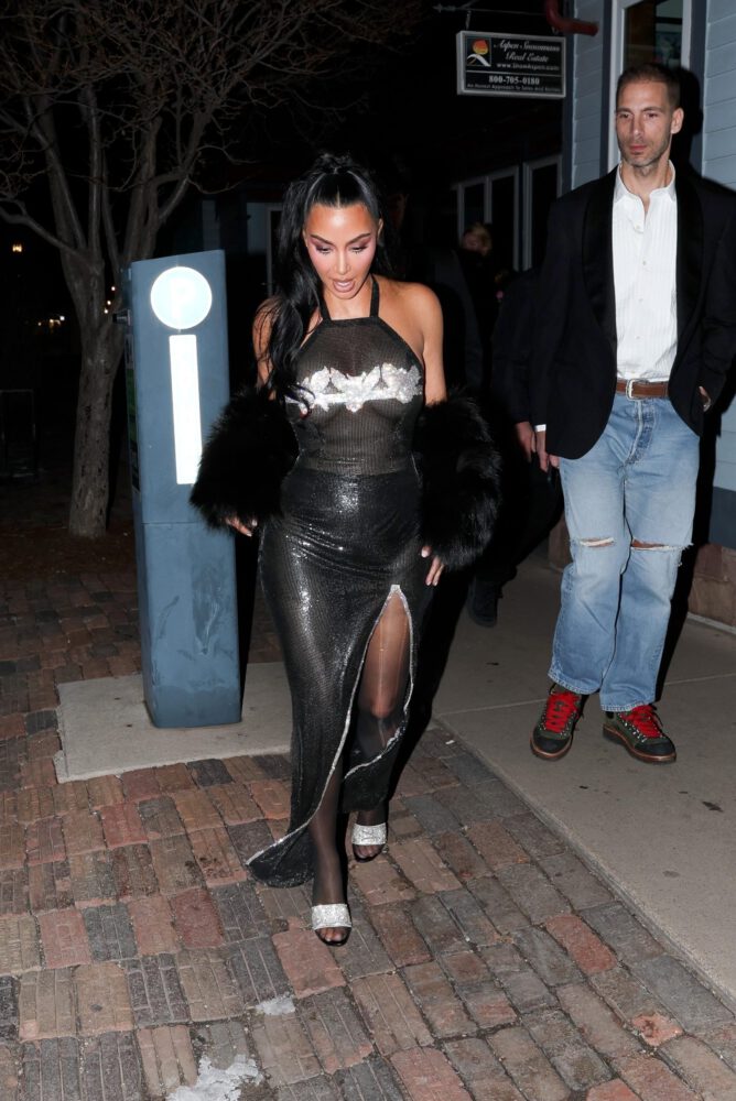 Kim Kardashian Sheer Mesh Dress Aspen Nye