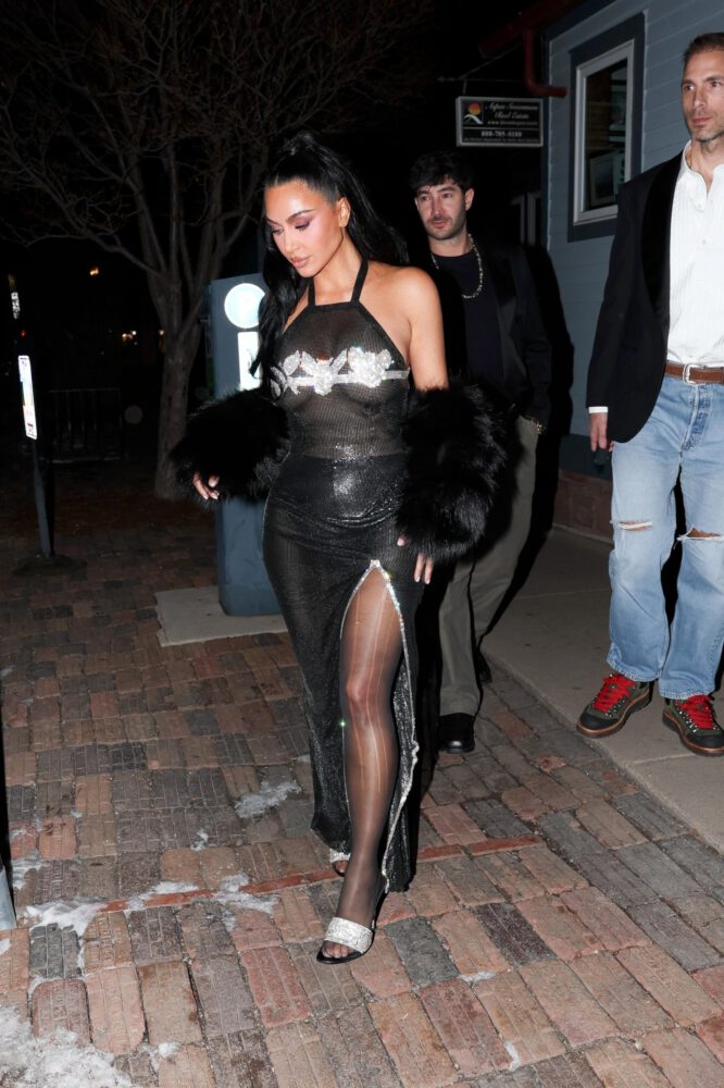 Kim Kardashian Sheer Mesh Dress Aspen Nye