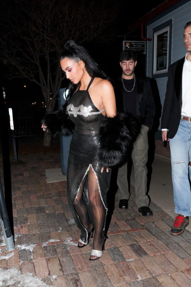 Kim Kardashian Sheer Mesh Dress Aspen Nye
