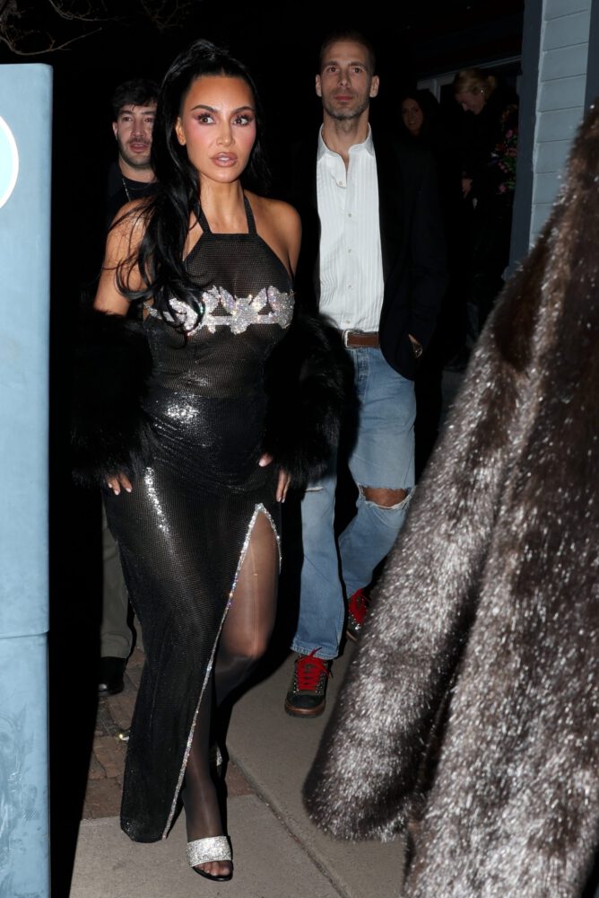 Kim Kardashian Sheer Mesh Dress Aspen Nye