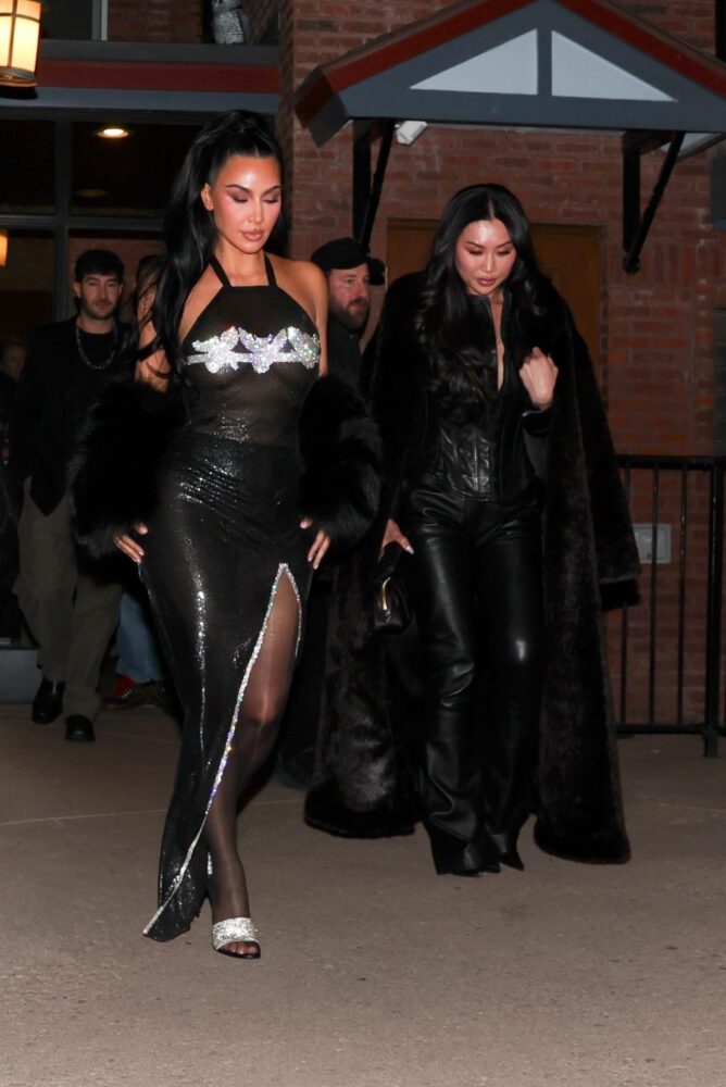 Kim Kardashian Sheer Mesh Dress Aspen Nye