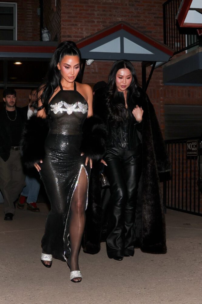 Kim Kardashian Sheer Mesh Dress Aspen Nye
