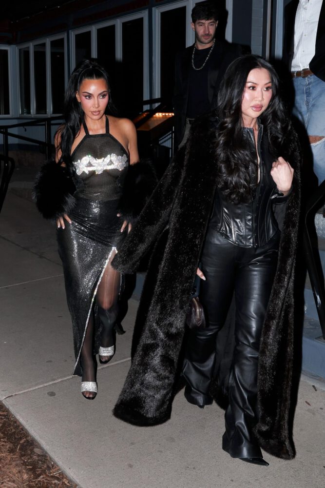 Kim Kardashian Sheer Mesh Dress Aspen Nye