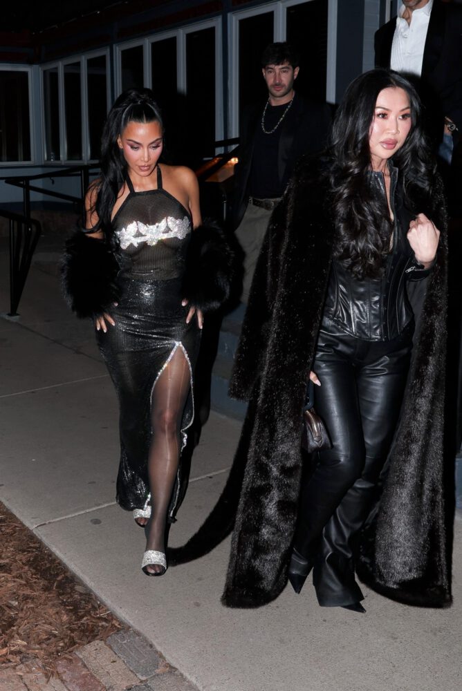 Kim Kardashian Sheer Mesh Dress Aspen Nye