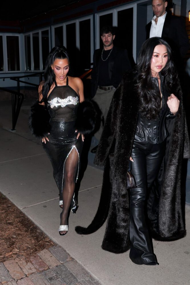 Kim Kardashian Sheer Mesh Dress Aspen Nye