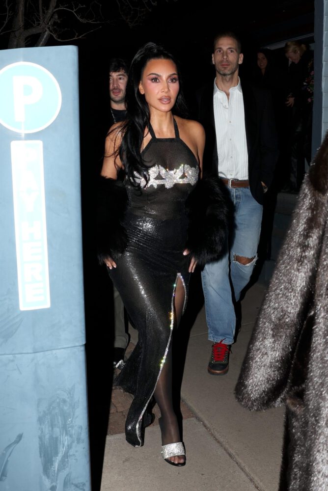 Kim Kardashian Sheer Mesh Dress Aspen Nye