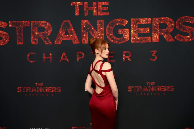 Madelaine Petsch Sexy Red Lace Dress Screening