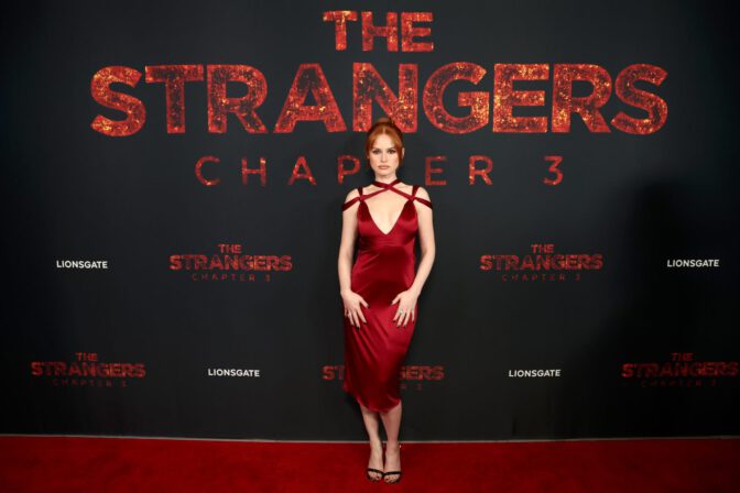 Madelaine Petsch Sexy Red Lace Dress Screening