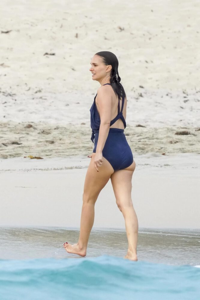 Natalie Portman Plunging Swimsuit St Barts