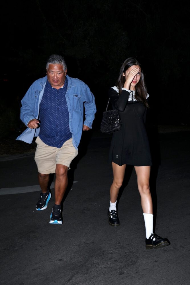 Olivia Rodrigo Sheer Black Mini Dress Legs