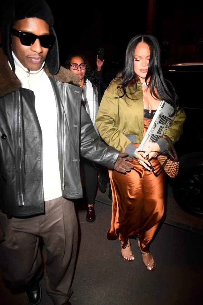 Rihanna Braless Cleavage Silk Mini Dress