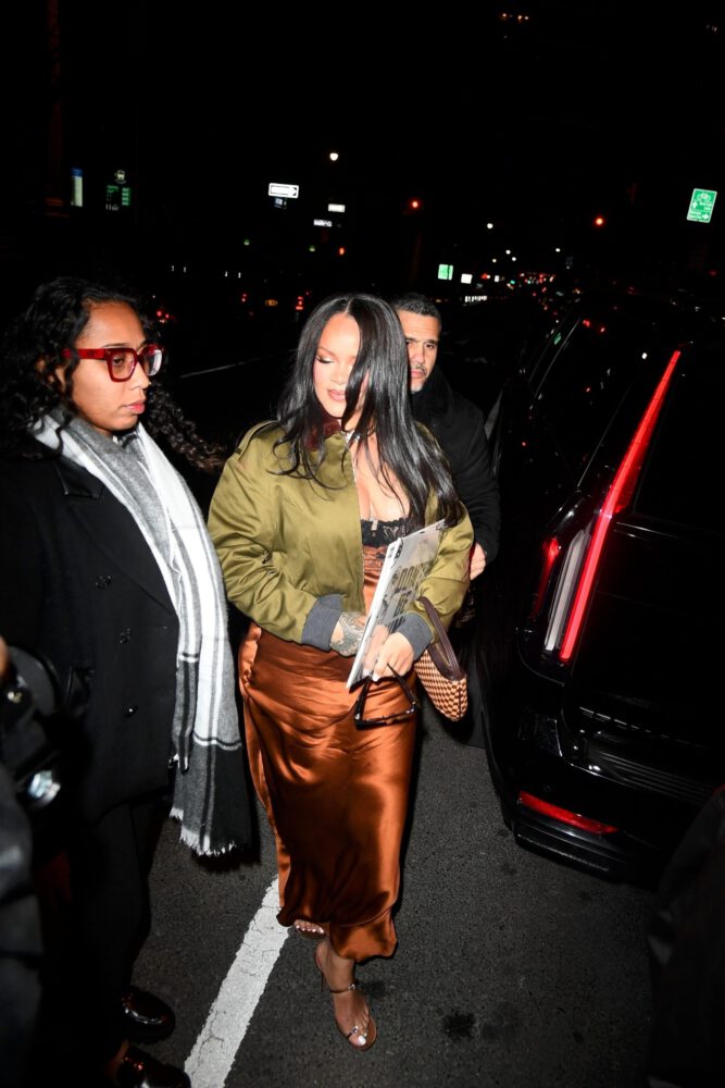 Rihanna Braless Cleavage Silk Mini Dress