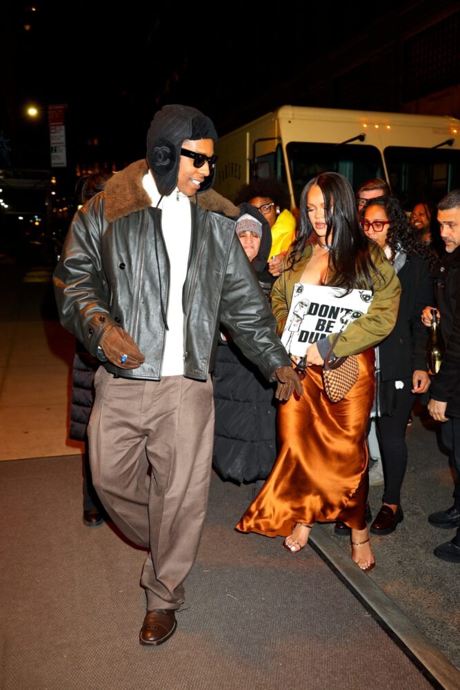 Rihanna Braless Cleavage Silk Mini Dress