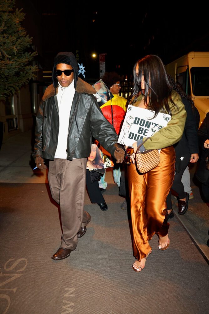 Rihanna Braless Cleavage Silk Mini Dress