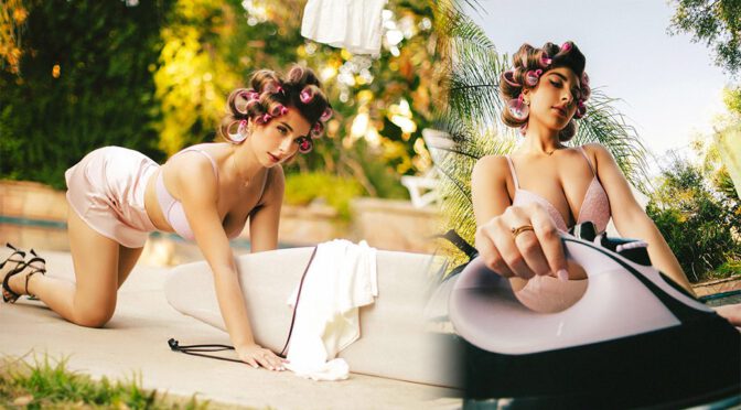 Anastasia Rine Turns Up the Heat as a Sinfully Sexy Housewife in Pink Satin