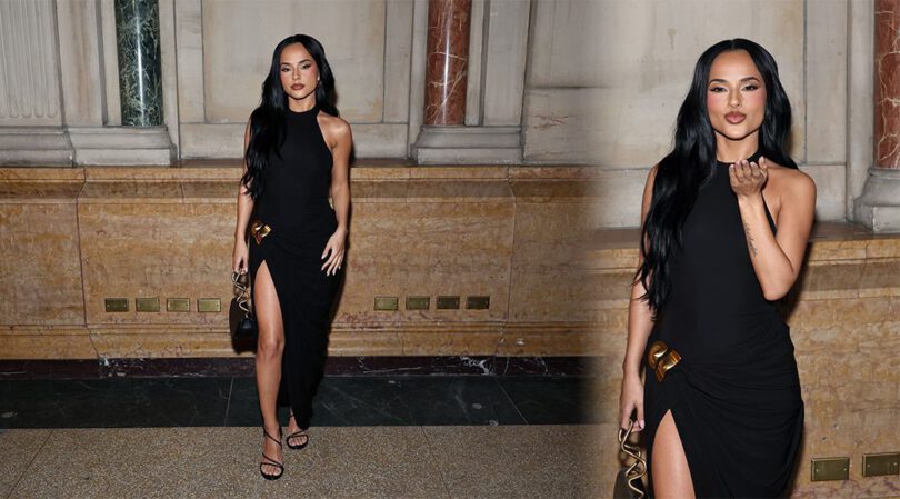 Becky G Drops Jaws in Jaw-Dropping Black Slit Dress at Cult Gaia NYFW – Thighs Out, Heat On!