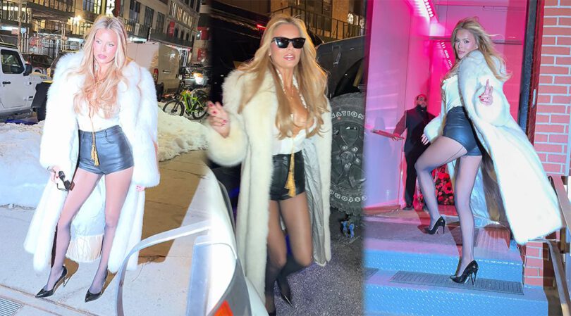 Brooks Nader’s Wardrobe Fail: Nip Slip Steals Spotlight in Fur and Leather at Laban Show