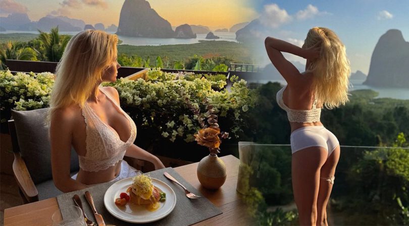 Nata Lee Bends Over in White Panties Showing Off That Perfect Bubble Butt in Thailand