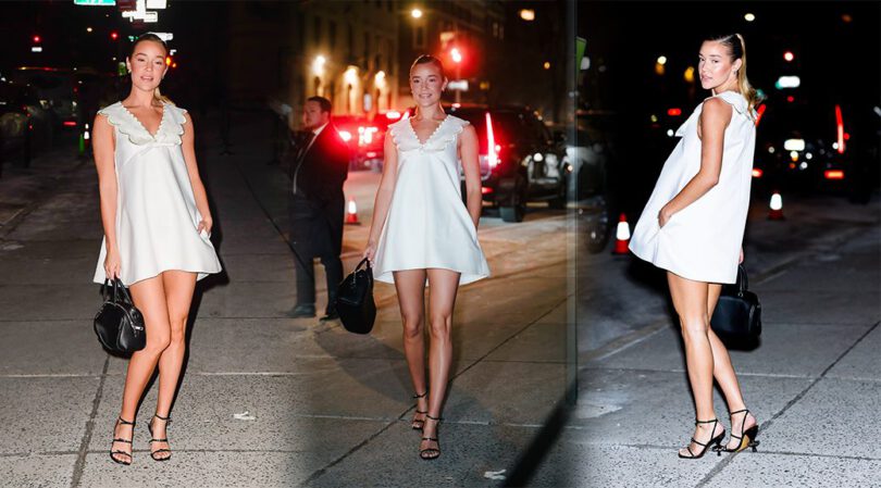 Olivia Ponton Flashes Endless Legs in Tiny White Dress Outside Marc Jacobs Runway