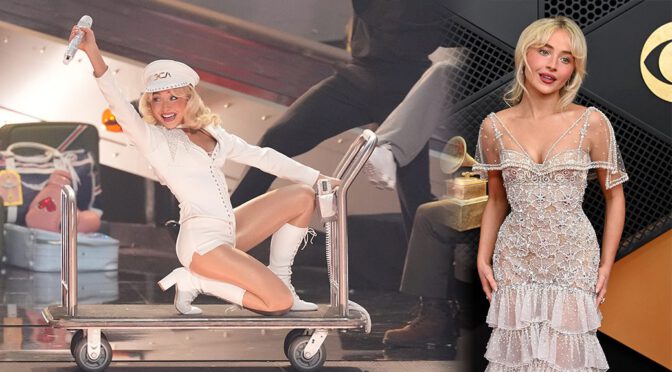 Sabrina Carpenter Naked Dress & Tiny Pilot Outfit: Grammys 2026!