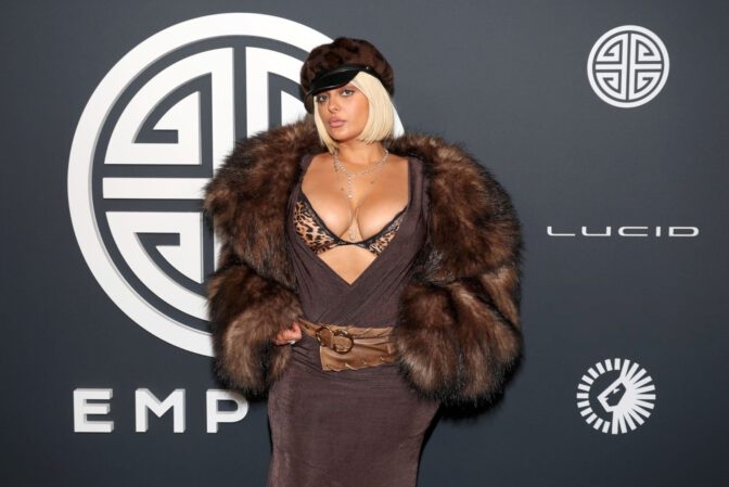 Bebe Rexha Cleavage Leopard Bra Grammys
