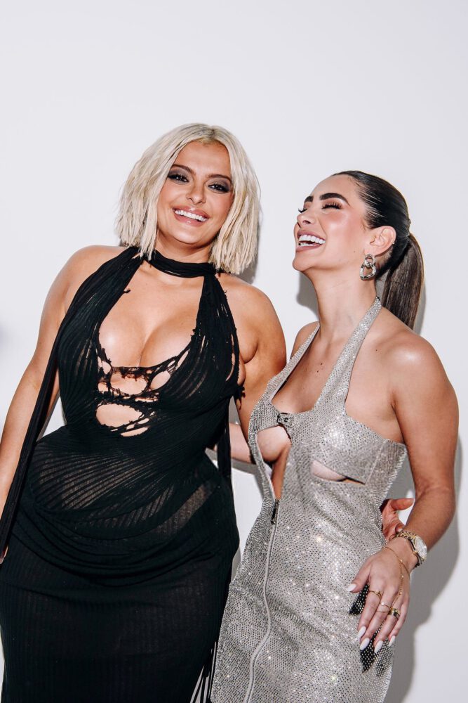 Bebe Rexha Huge Cleavage Sheer Cutout Dress Nyfw