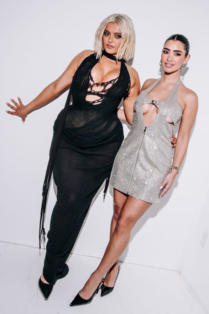 Bebe Rexha Huge Cleavage Sheer Cutout Dress Nyfw