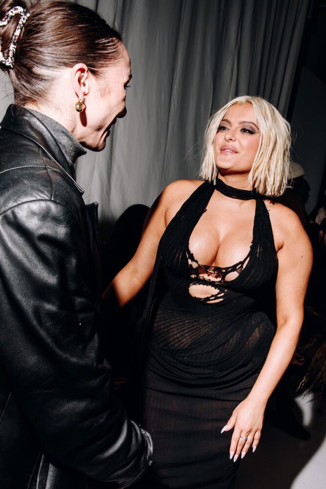 Bebe Rexha Huge Cleavage Sheer Cutout Dress Nyfw