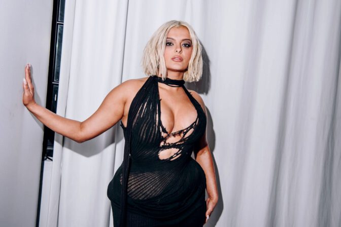 Bebe Rexha Huge Cleavage Sheer Cutout Dress Nyfw