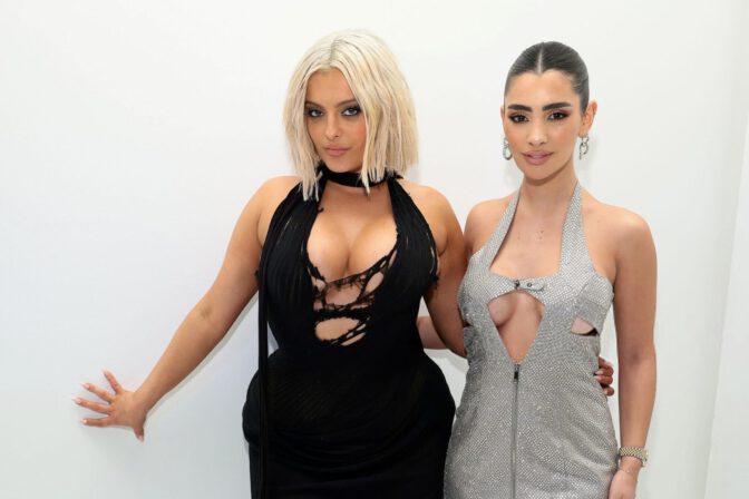 Bebe Rexha Huge Cleavage Sheer Cutout Dress Nyfw