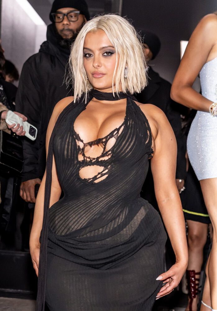 Bebe Rexha Huge Cleavage Sheer Cutout Dress Nyfw