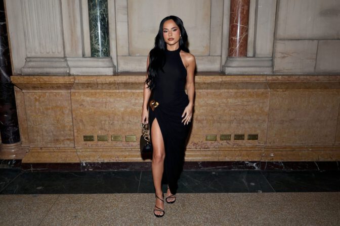 Becky G Thigh High Slit Black Dress Cult Gaia Nyfw