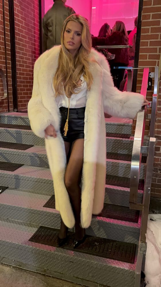 Brooks Nader Nipslip Fur Coat Nyfw Laban Braless Top