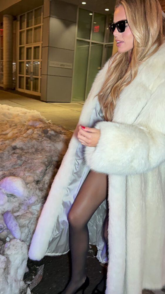 Brooks Nader Nipslip Fur Coat Nyfw Laban Braless Top