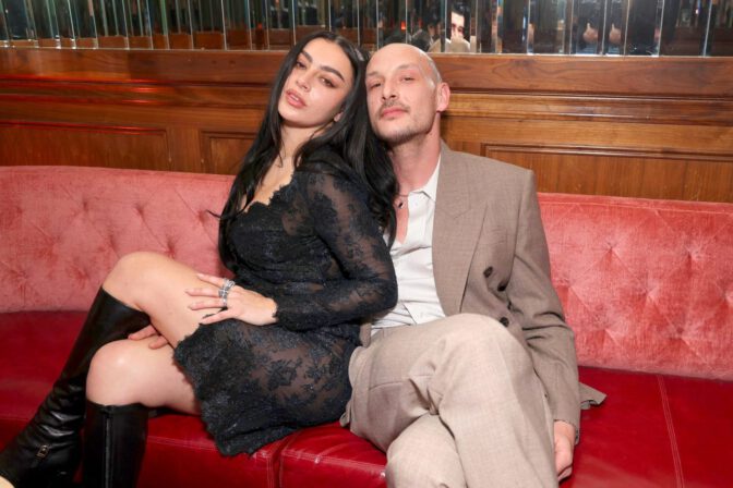 Charli Xcx Sheer Black Lace Dress Cleavage High Slit Grammy After Party