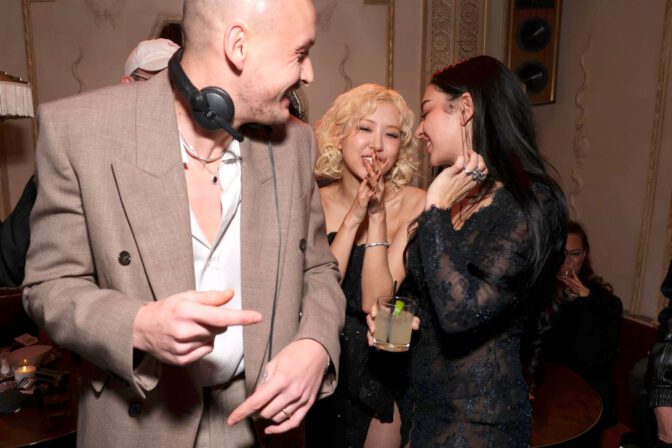 Charli Xcx Sheer Black Lace Dress Cleavage High Slit Grammy After Party