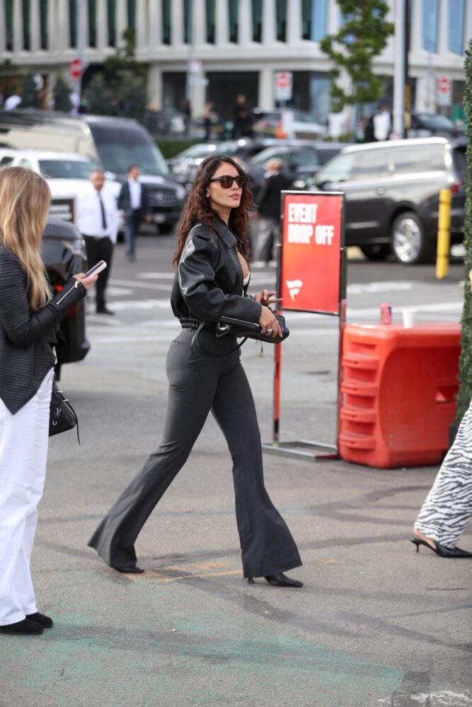 Eiza Gonzalez Deep Cleavage Booty Leather Super Bowl Party