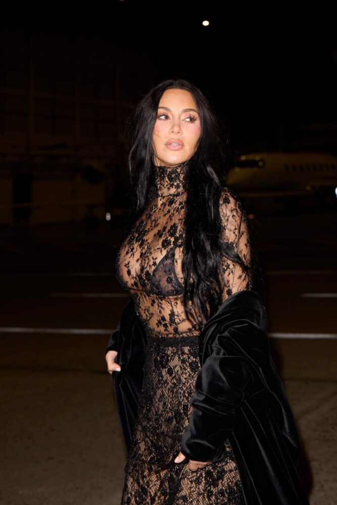 Kim Kardashian See Through Lace Catsuit Huge Boobs Paris