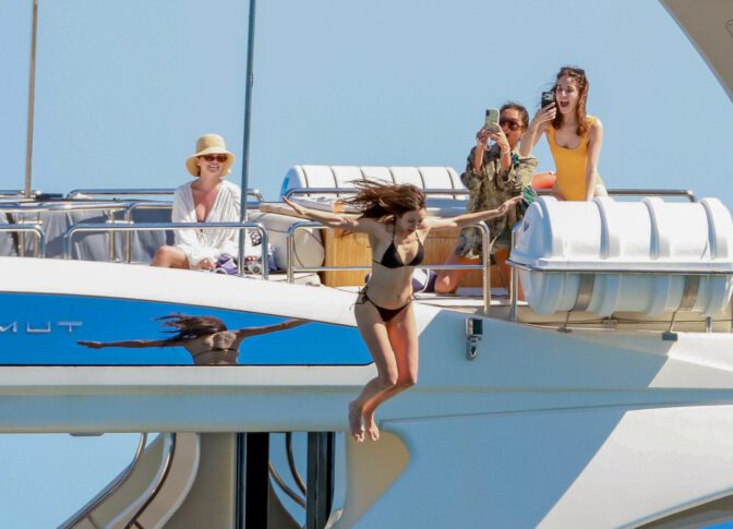 Nina Dobrev Black Bikini Ass Yacht Cabo Sexy