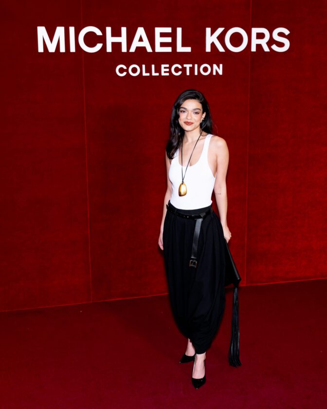 Rachel Zegler Sexy Curves Plunging Top Michael Kors Show
