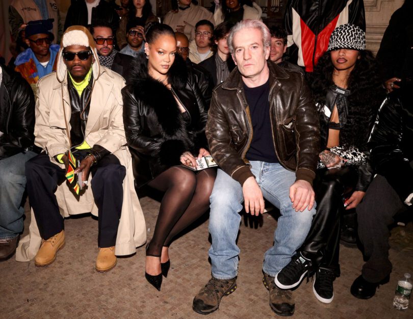 Rihanna Cleavage Leather Coat Awge Show Nyfw