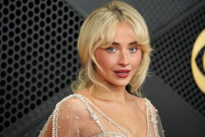 Sabrina Carpenter Grammys Sexy Sheer Dress