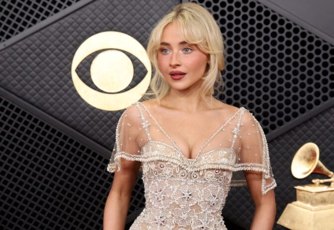 Sabrina Carpenter Grammys Sexy Sheer Dress