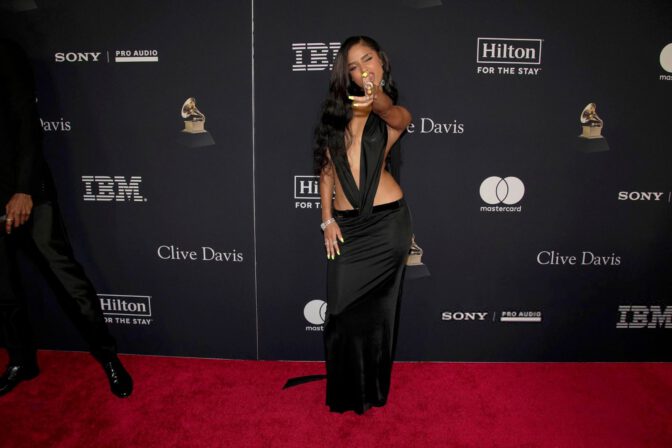 Tyla Sexy Pre Grammy Cutout Dress Cleavage