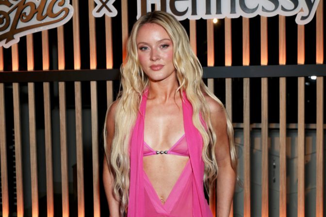 Zara Larsson Pink See Through Dress Grammy Party