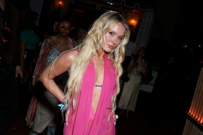 Zara Larsson Pink See Through Dress Grammy Party
